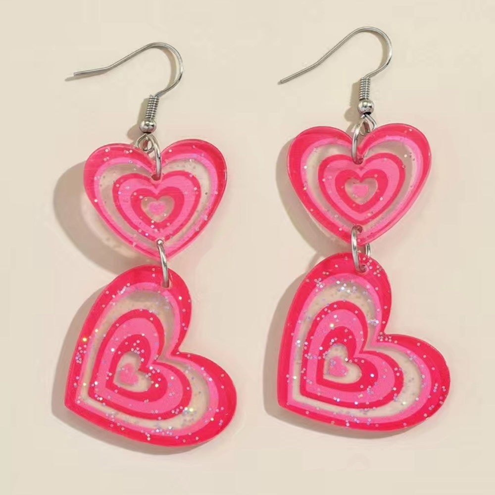 Pink Heart Earrings Barbie Core!